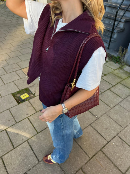 Gianna Gilet med dragkedja Bordeaux